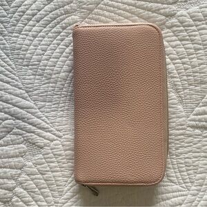 Pink Textured Zip-Around Wallet